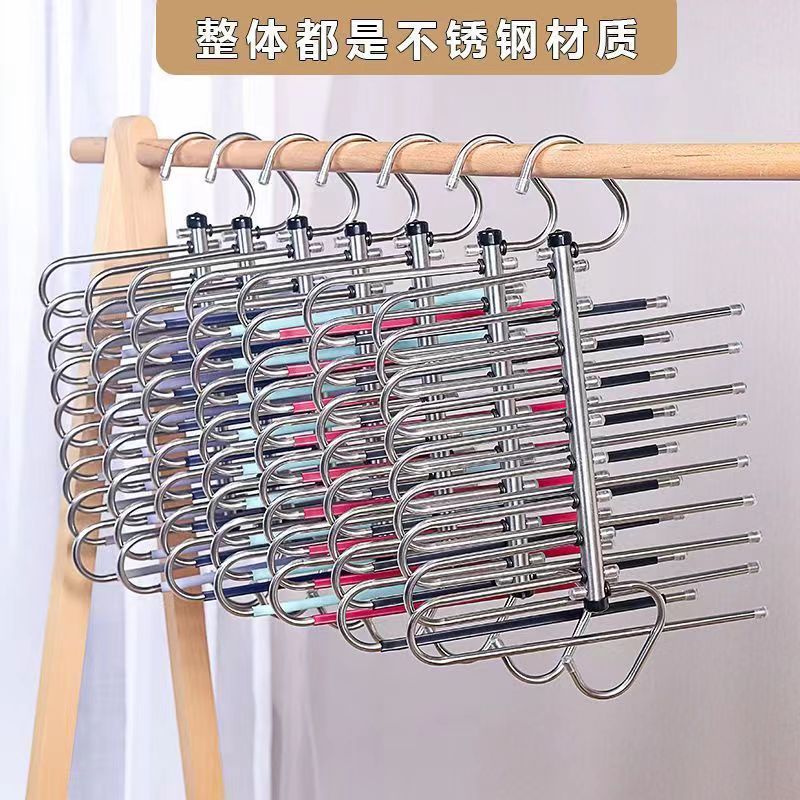 【衣柜收纳神器！】不锈钢折叠裤架——让你告别褶皱的裤子，平整收纳新体验！