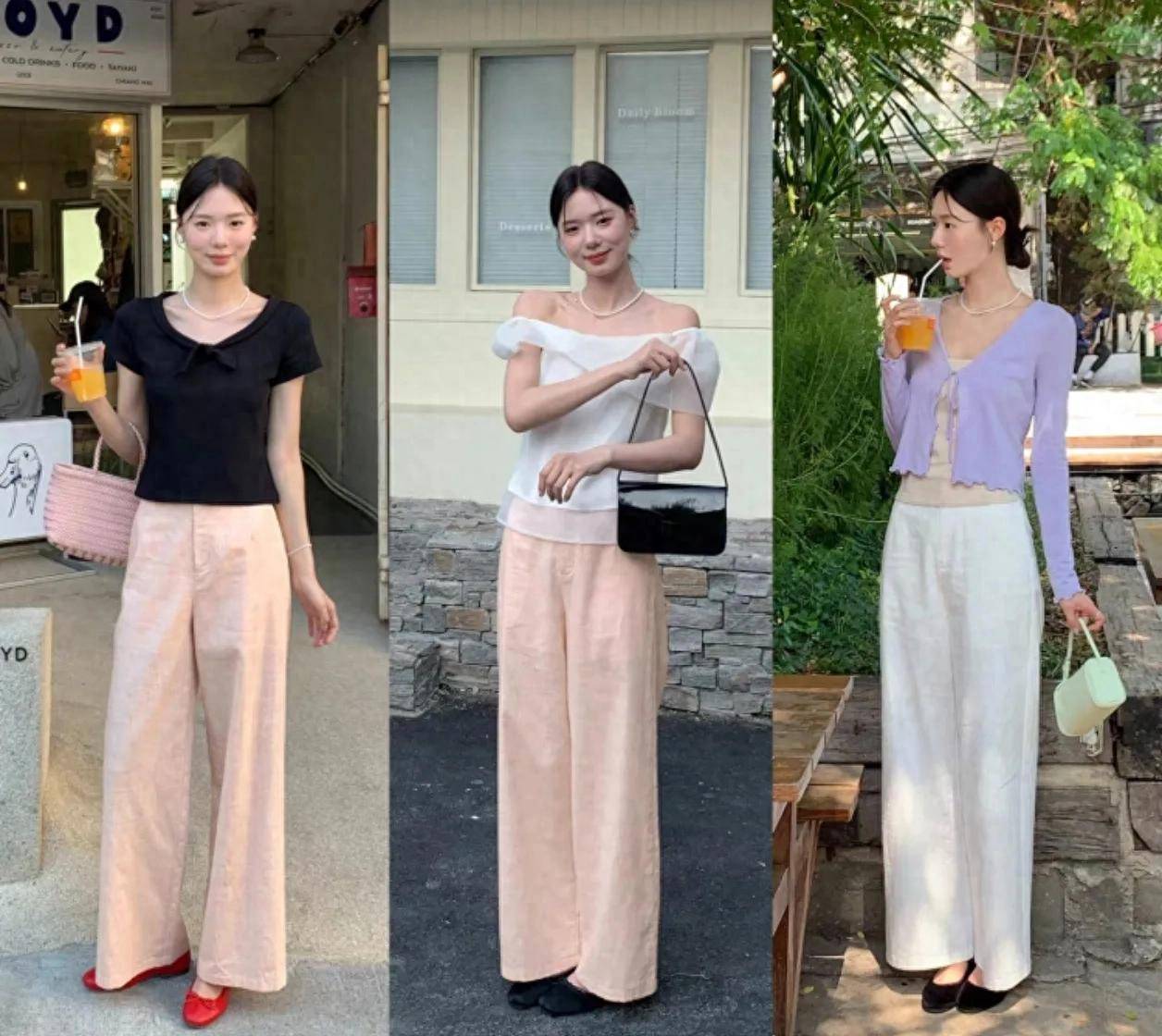30+女生试试这3种颜色的“阔腿裤”，高级松弛，不费力的美