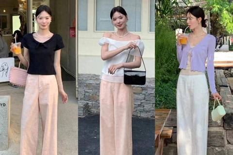 30+女生试试这3种颜色的“阔腿裤”，高级松弛，不费力的美