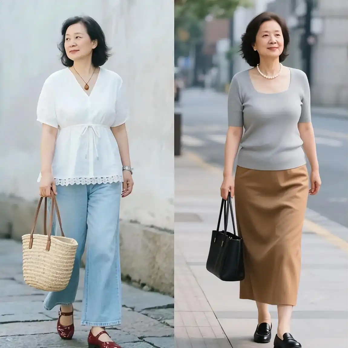 50岁女人赢在气质，夏日穿搭牢记3个原则，减龄利落又高级