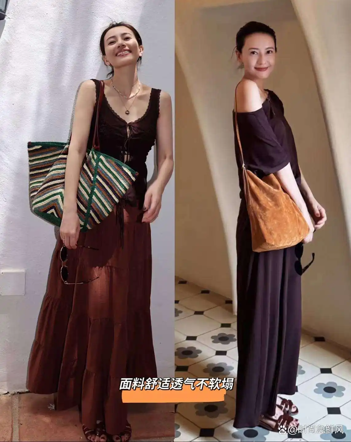 “长裙+平底鞋”的正确打开方式：精致显瘦又不压身高，谁穿谁美