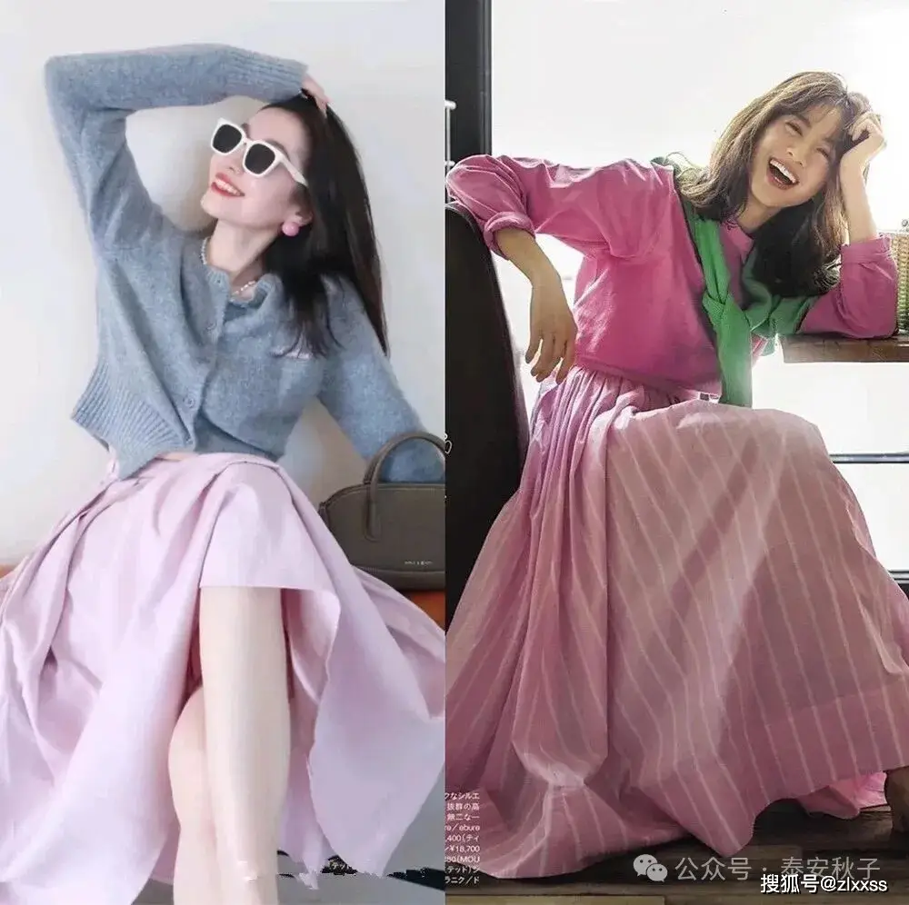 入秋才发现：阔腿裤不兴了？现在都穿“半身裙”，也太漂亮了吧