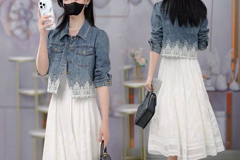 👖温柔盐系穿搭｜牛仔外套 + 白裙，解锁春日氛围感✨