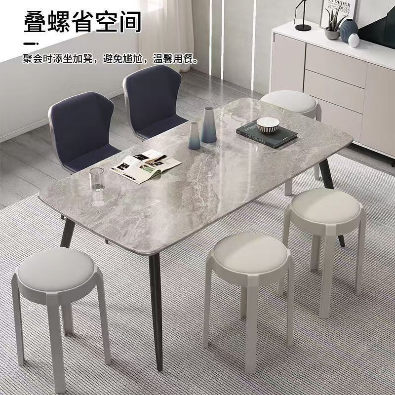 🪑软包可叠放塑料圆凳｜家用收纳神器，省空间又舒适✨